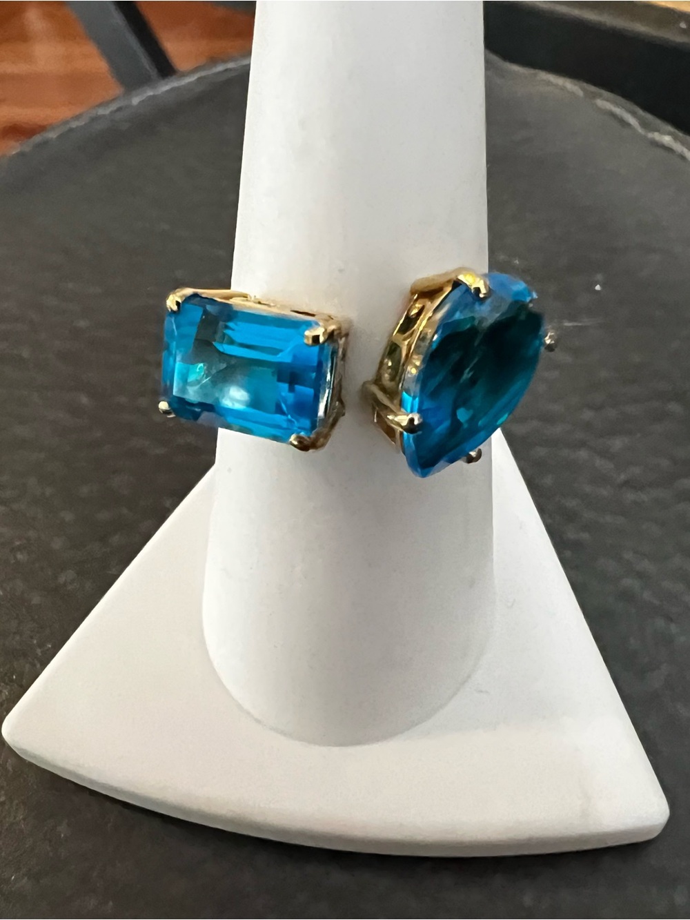 Gold-Setting Blue Crystal Statement Ring - Women Jewelry 925 D JOY